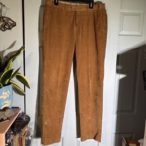Hiltl ZE 200 Men's Brown Corduroy Pants Flat Front Trousers 36x31 Luxury German